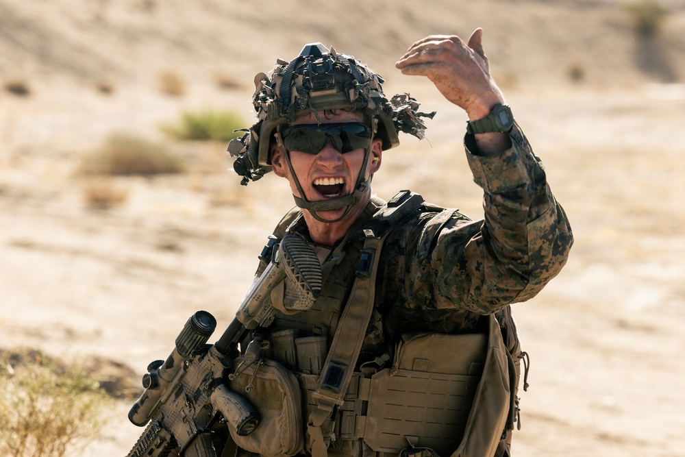 U.S. Marines with 2nd Bn., 1st Marines, rehearse company attacks during AFX