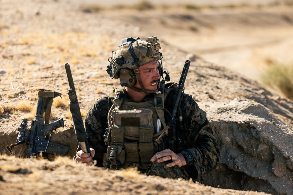 U.S. Marines with 2nd Bn., 1st Marines, rehearse company attacks during AFX