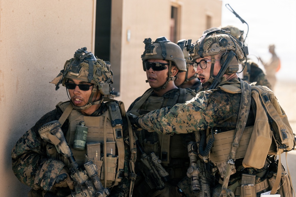 U.S. Marines with 2nd Bn., 1st Marines, rehearse company attacks during AFX