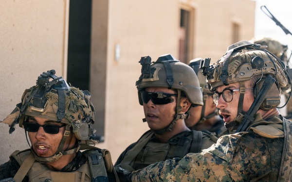 U.S. Marines with 2nd Bn., 1st Marines, rehearse company attacks during AFX