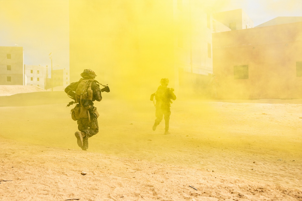 U.S. Marines with 2nd Bn., 1st Marines, rehearse company attacks during AFX