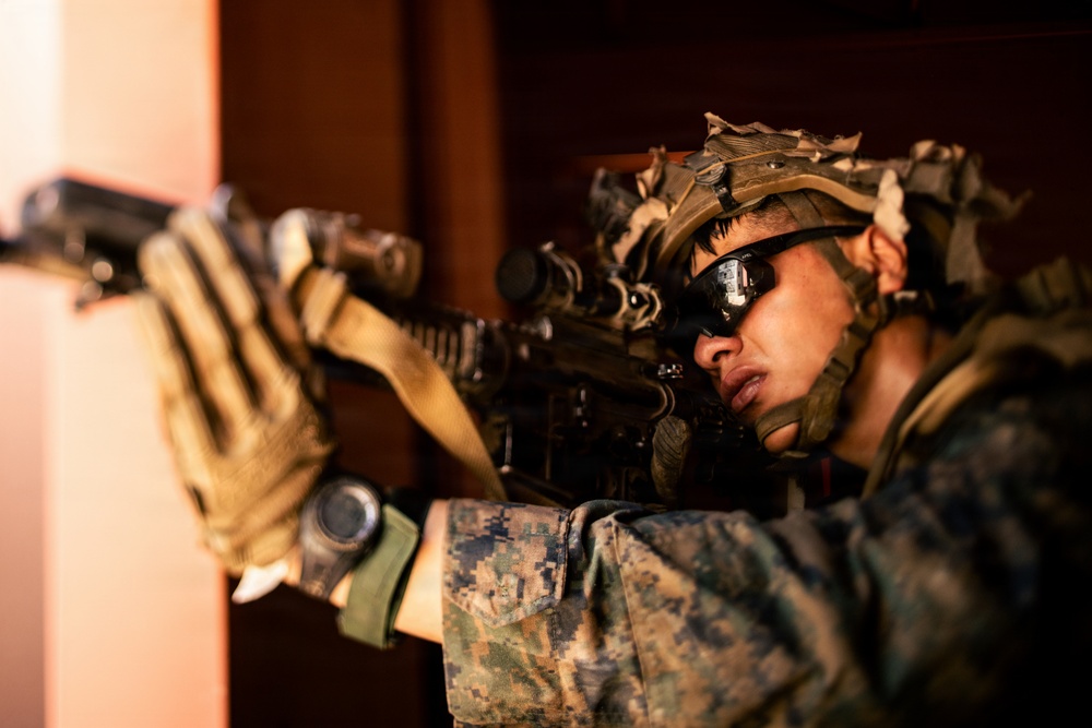 U.S. Marines with 2nd Bn., 1st Marines, rehearse company attacks during AFX