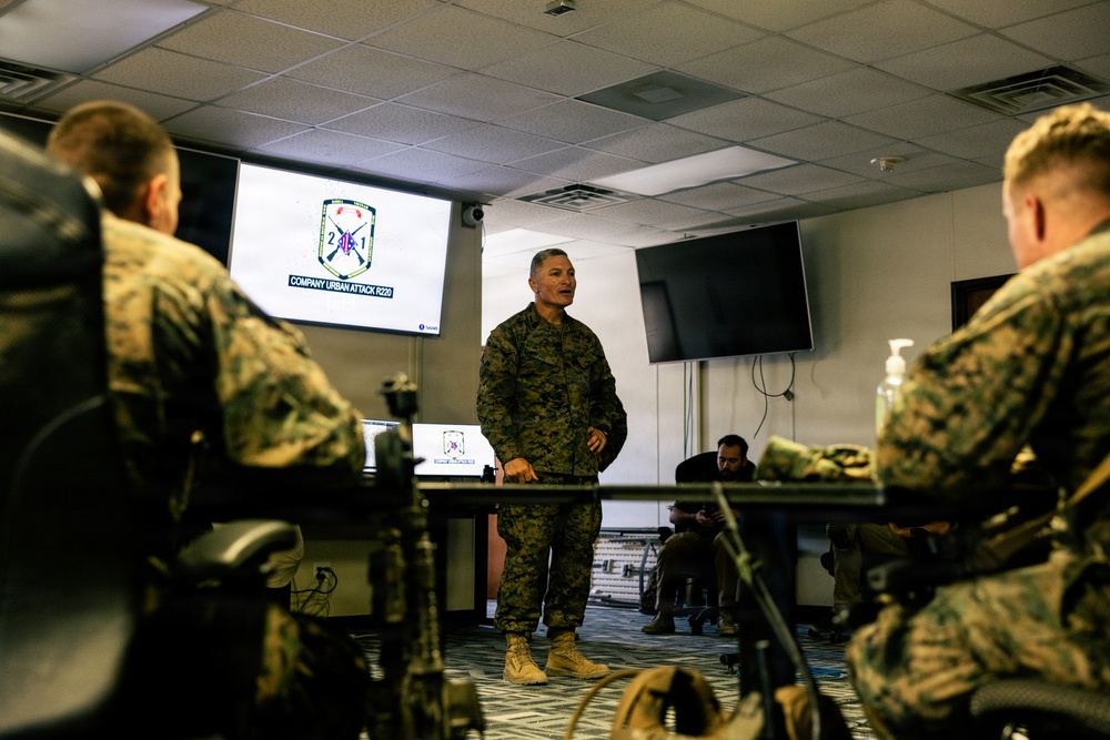 U.S. Marines with 2nd Bn., 1st Marines, rehearse company attacks during AFX