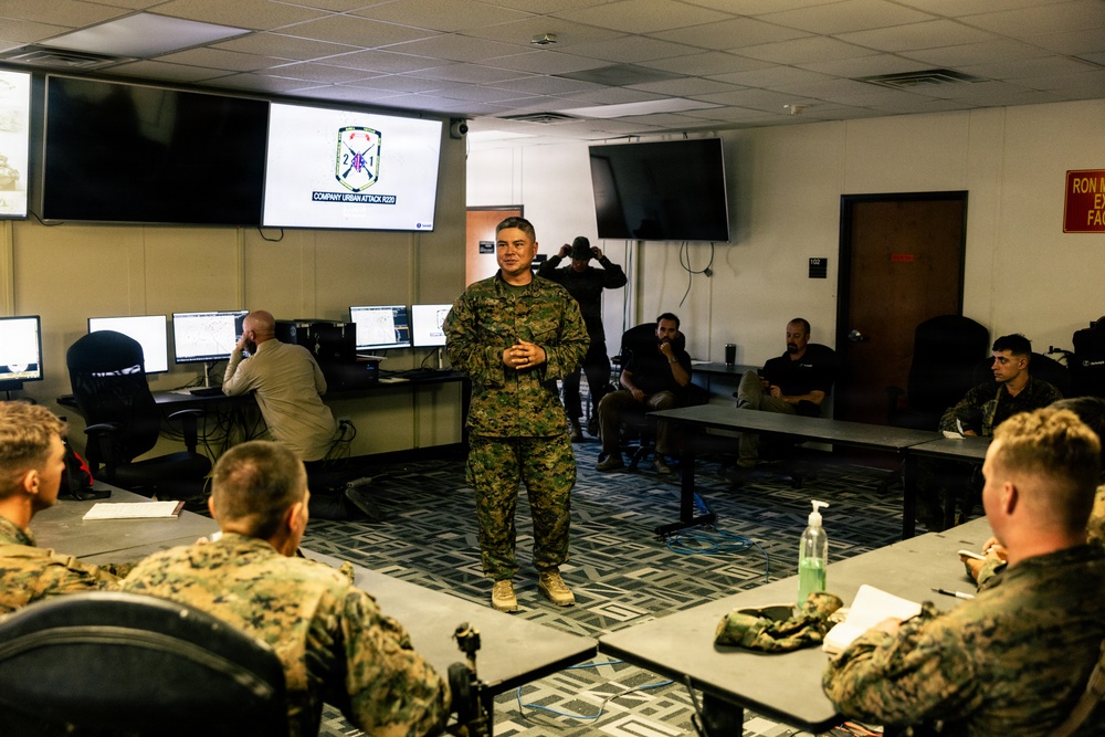 U.S. Marines with 2nd Bn., 1st Marines, rehearse company attacks during AFX