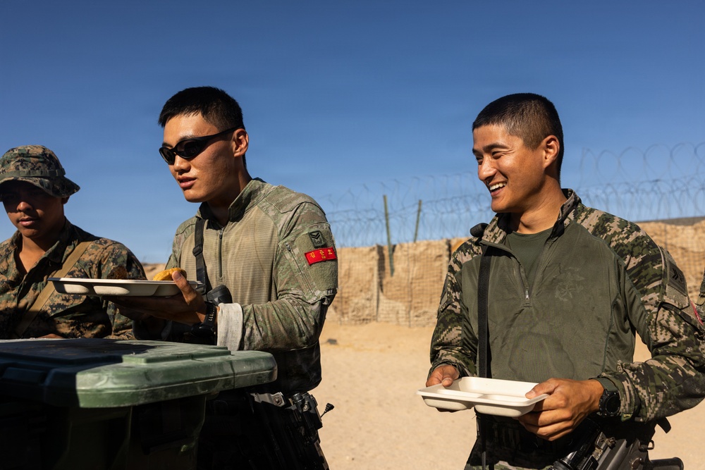 U.S. Marines with 2nd Bn., 1st Marines provide hot chow during AFX