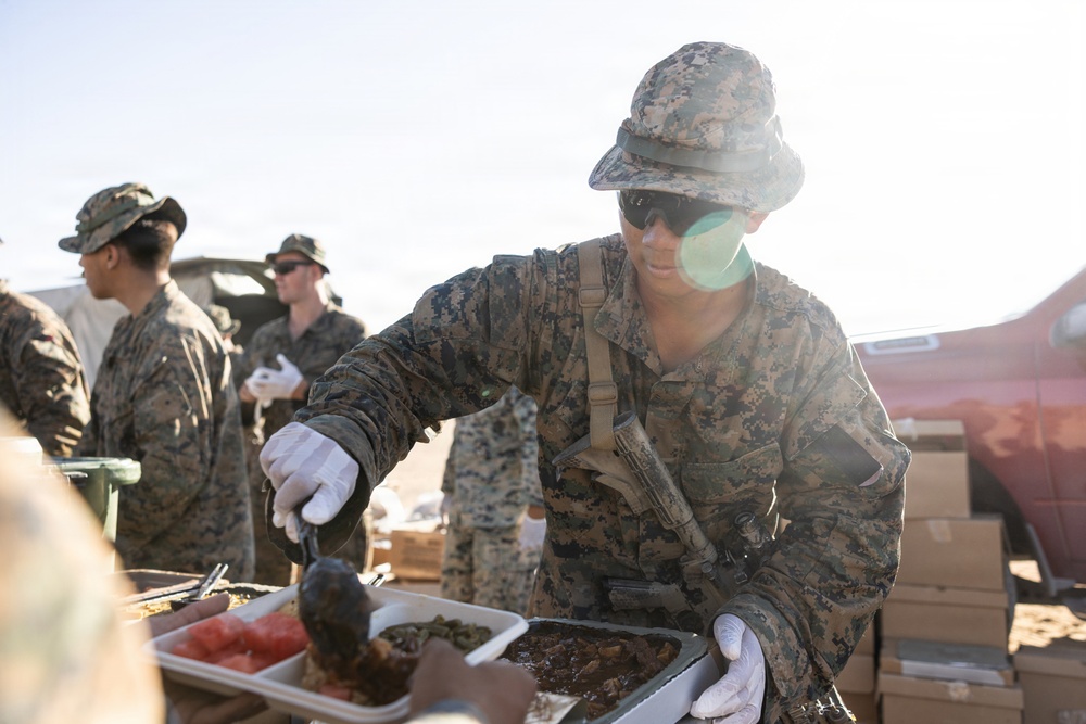 U.S. Marines with 2nd Bn., 1st Marines provide hot chow during AFX