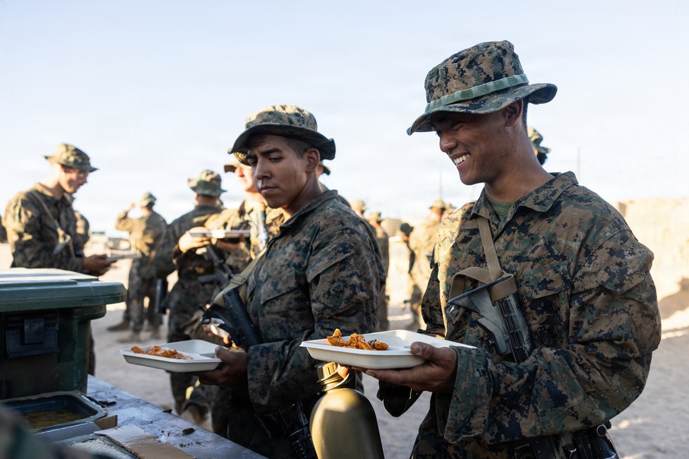 U.S. Marines with 2nd Bn., 1st Marines provide hot chow during AFX