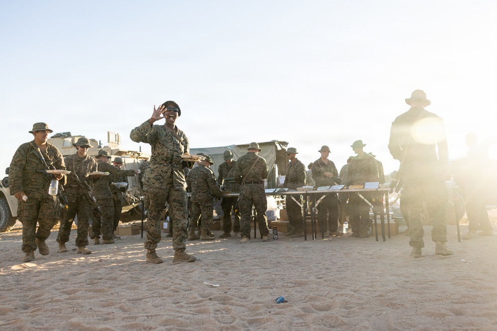 U.S. Marines with 2nd Bn., 1st Marines provide hot chow during AFX