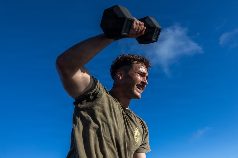 MRF-D Marines conduct group physical training aboard HMAS Canberra