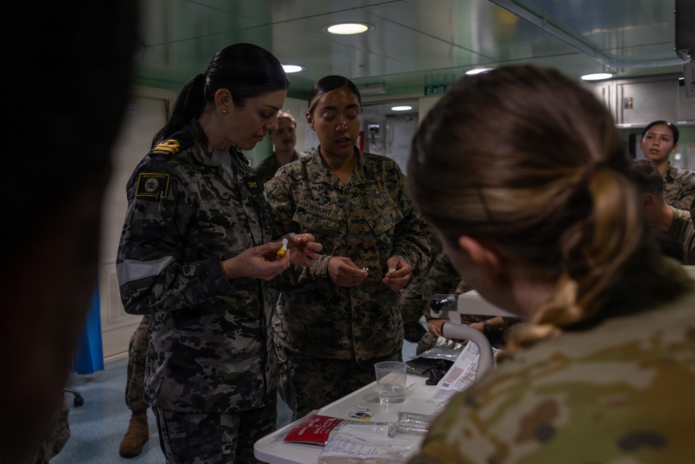 MRF-D Marines and Sailors rehearse medical procedures aboard HMAS Canberra