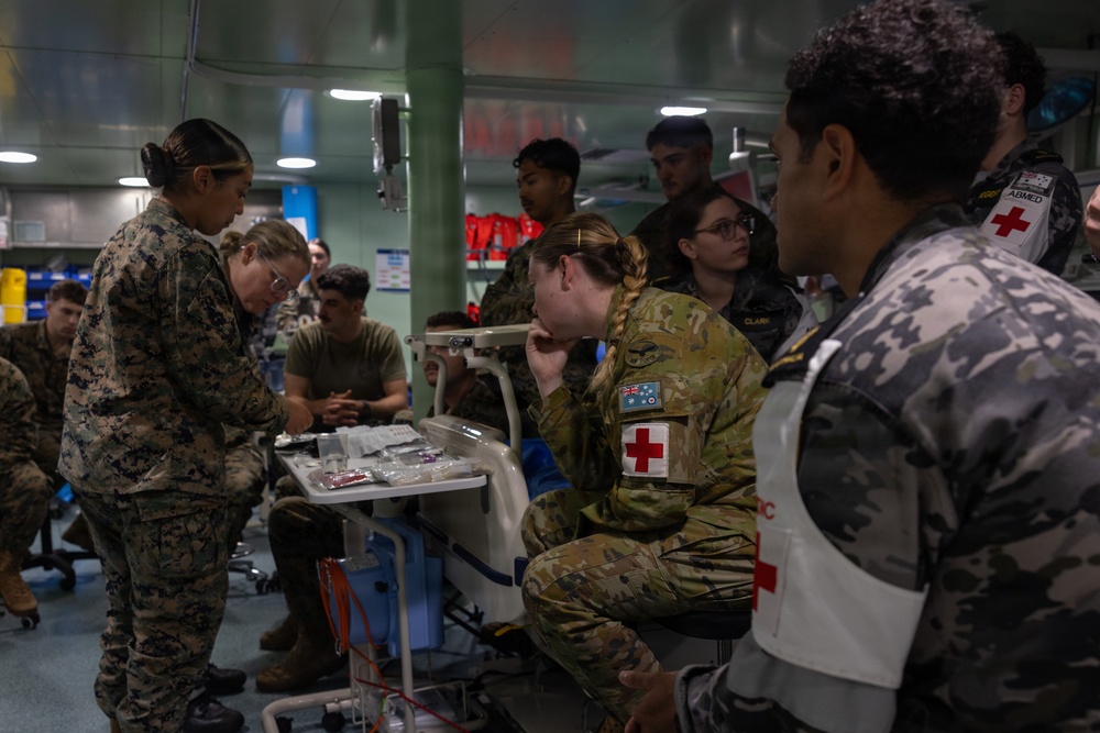 MRF-D Marines and Sailors rehearse medical procedures aboard HMAS Canberra
