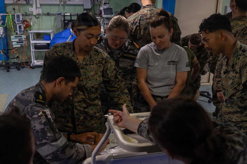 MRF-D Marines and Sailors rehearse medical procedures aboard HMAS Canberra