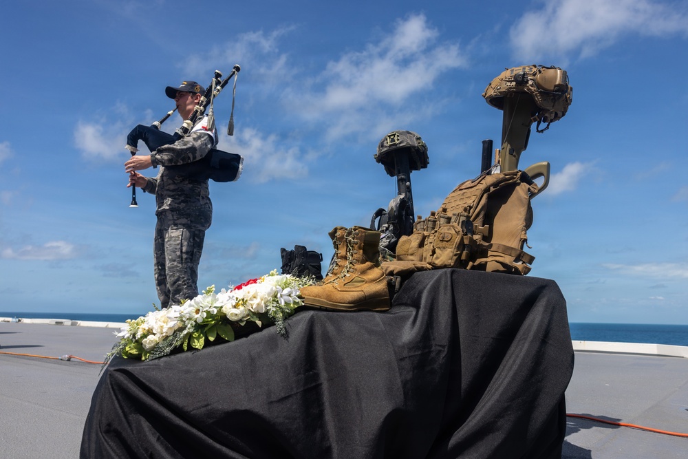 MRF-D Marines hold the 48th Battle of Guadalcanal memorial aboard HMAS Canberra