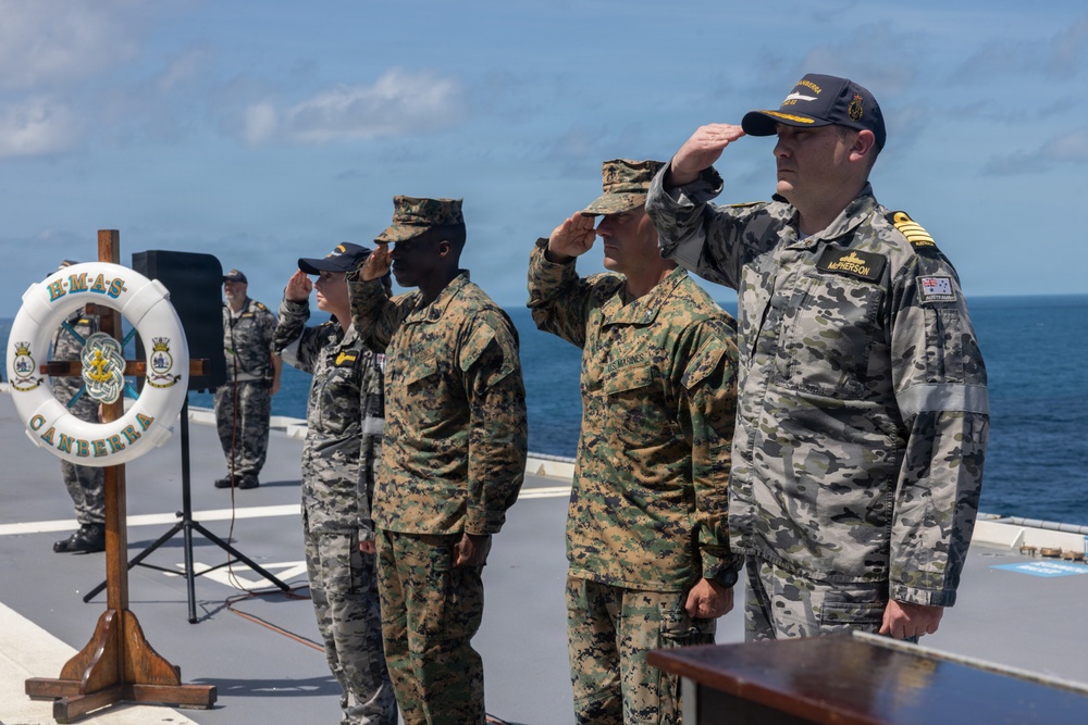 MRF-D Marines hold the 48th Battle of Guadalcanal memorial aboard HMAS Canberra