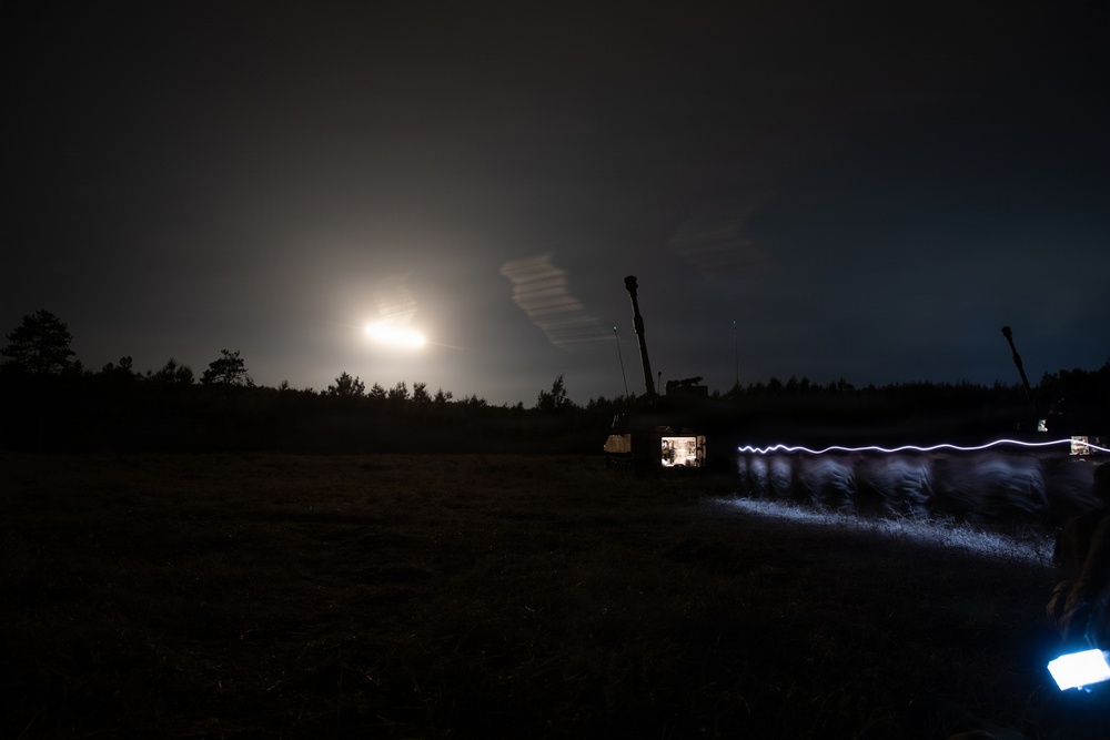 B Battery Gun Crew Prepares for Night Fires Under Illumination at Northern Strike 26-2