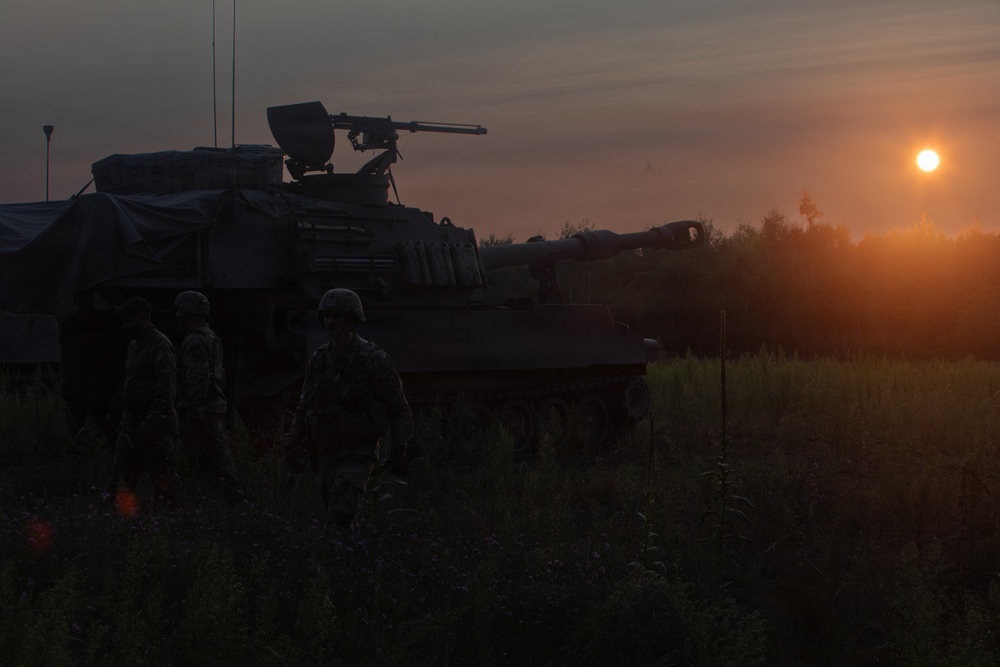 West Virginia National Guard's 201st Field Artillery Battalion conduct night operations during Northern Strike 26-2
