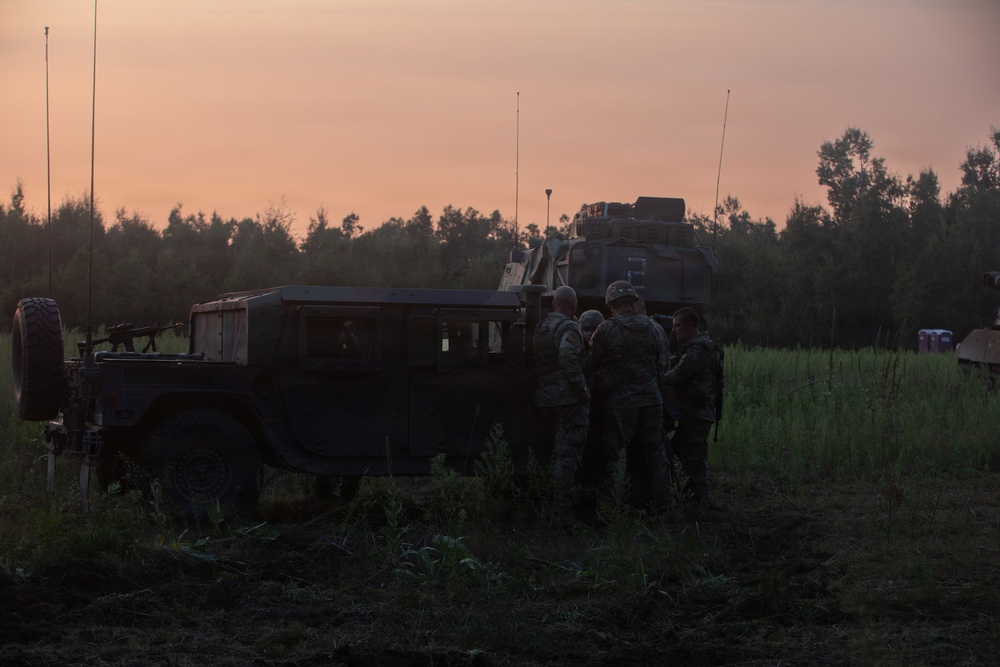 West Virginia National Guard's 201st Field Artillery Battalion conduct night operations during Northern Strike 26-2