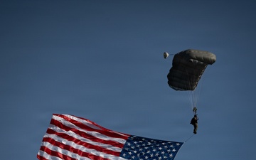 Alaska Air National Guard pararescuemen conduct aerial demonstrations for the opening ceremony of the Arctic Thunder Open House 2026