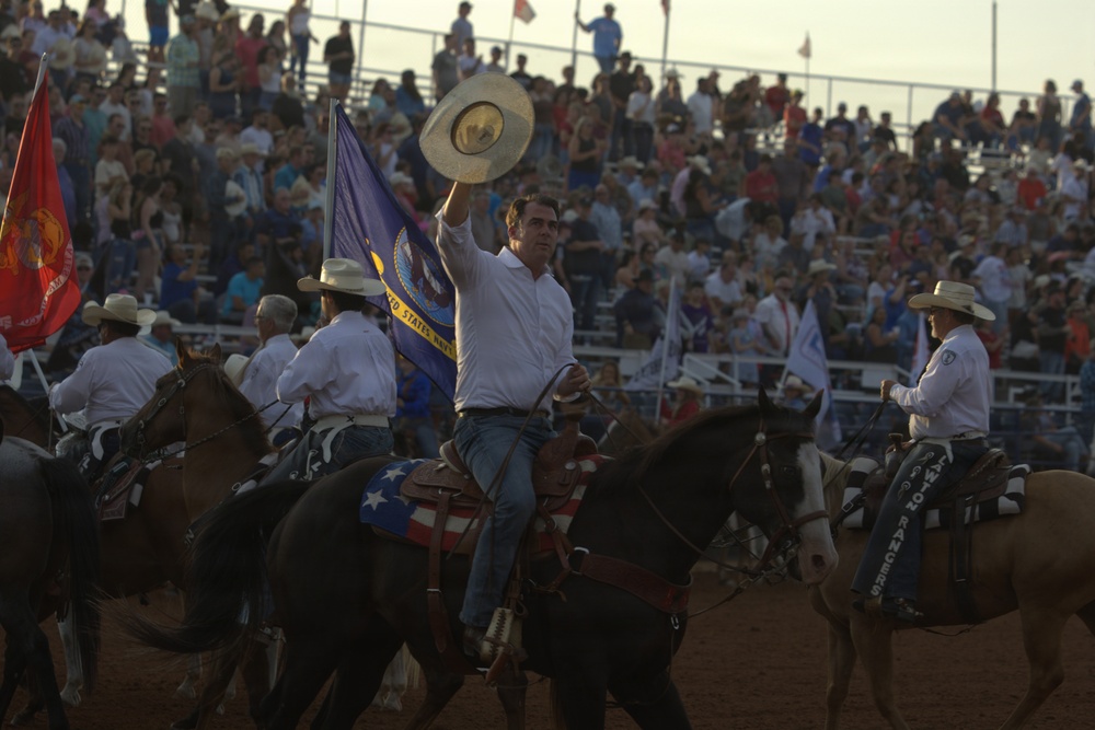Oklahoma Governor participates in Lawton Rangers Rodeo Military Appreciation Night