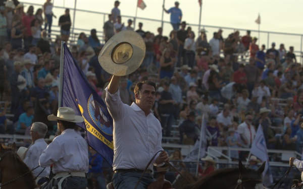 Oklahoma Governor participates in Lawton Rangers Rodeo Military Appreciation Night