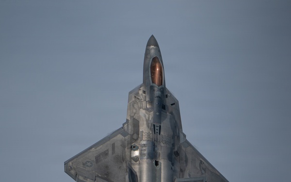 The U.S. Air Force F-22 Raptor Demonstration Team performs at the Arctic Thunder Open House 2026