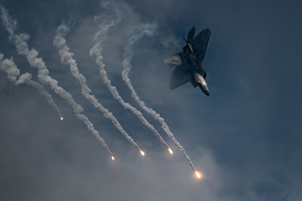 The U.S. Air Force F-22 Raptor Demonstration Team performs at the Arctic Thunder Open House 2026