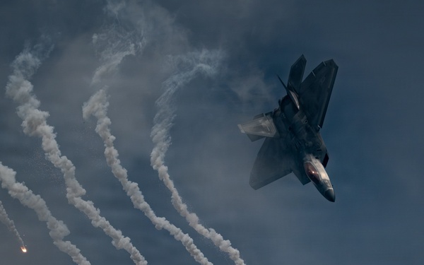 The U.S. Air Force F-22 Raptor Demonstration Team performs at the Arctic Thunder Open House 2026