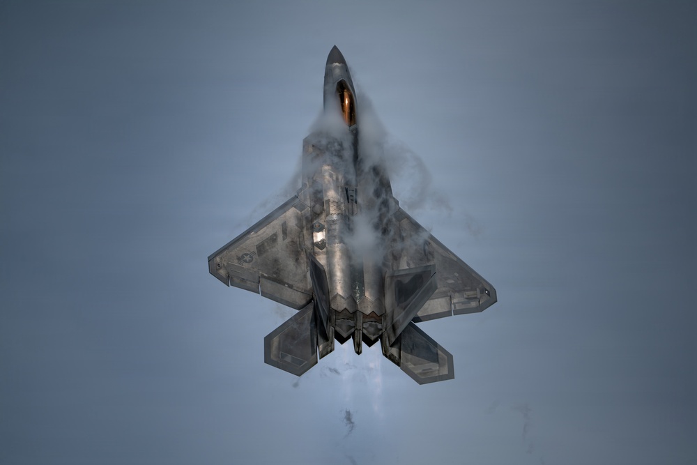 The U.S. Air Force F-22 Raptor Demonstration Team performs at the Arctic Thunder Open House 2026