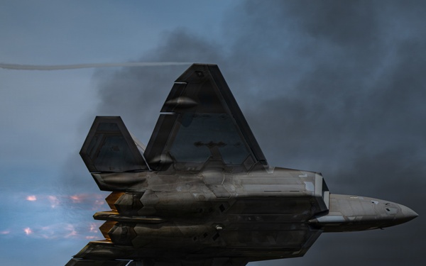 The U.S. Air Force F-22 Raptor Demonstration Team performs at the Arctic Thunder Open House 2026