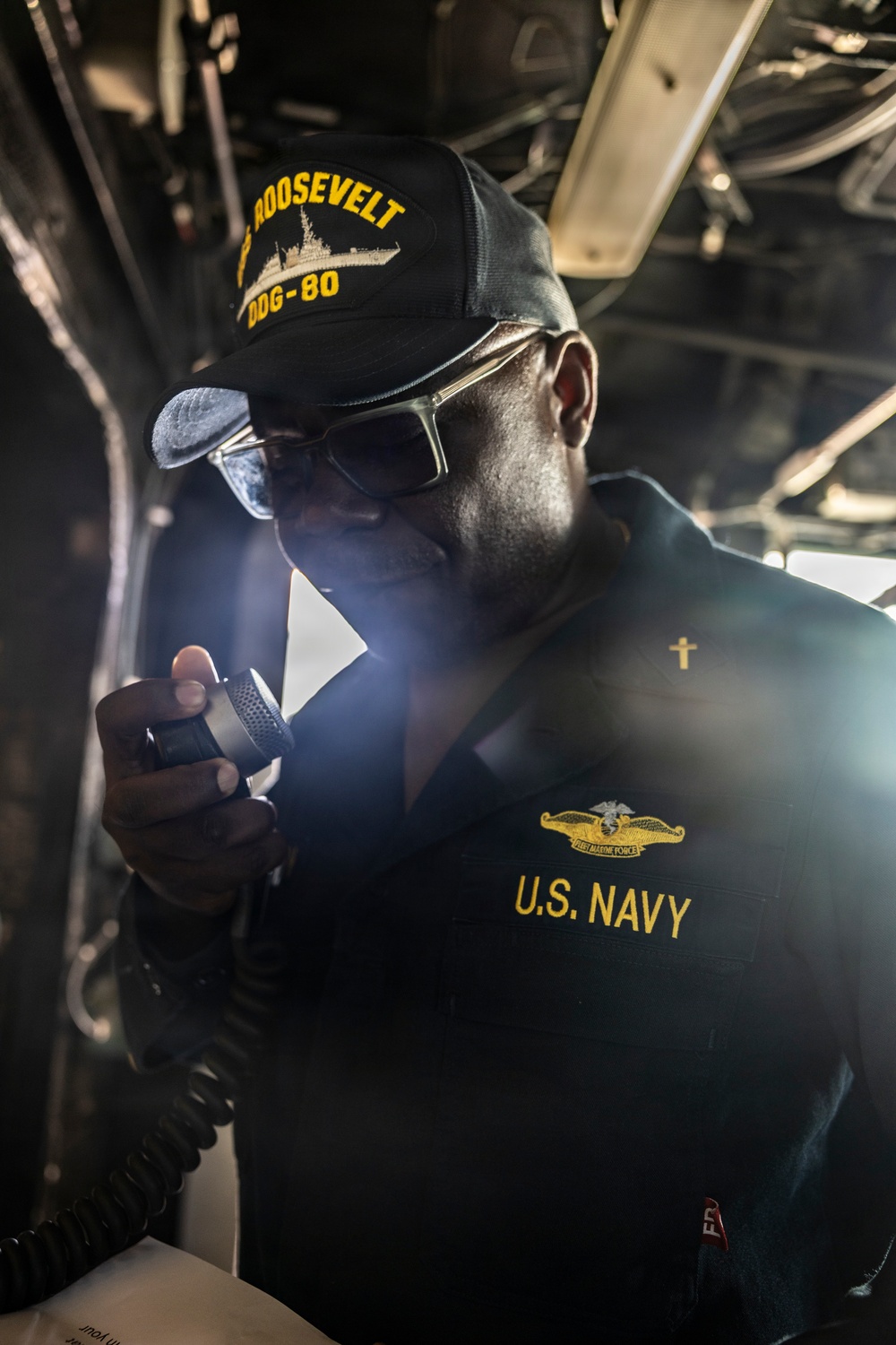 USS Roosevelt (DDG 80) Chaplain Recites The Evening Prayer For The Crew
