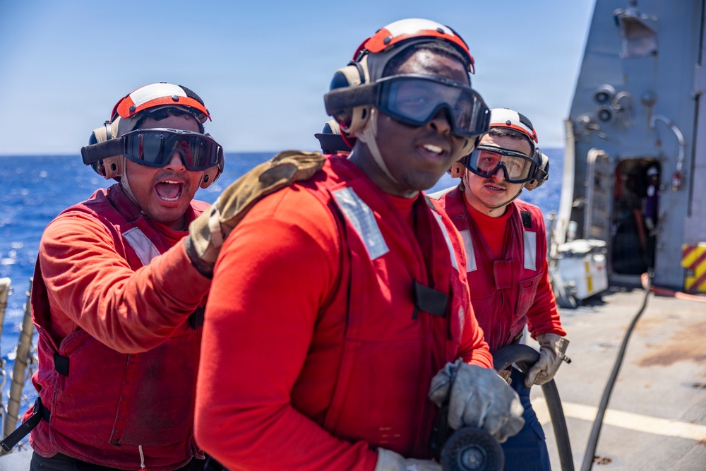 USS Roosevelt (DDG 80) Sailors Participate In Flight Deck Crash Drill