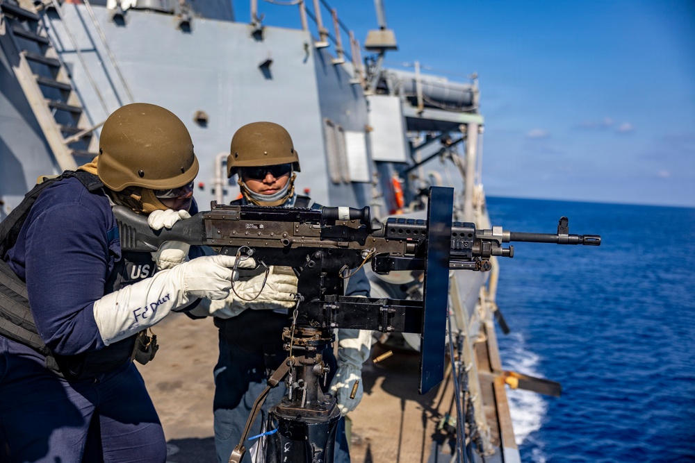Crew Served Weapons Shoot Aboard USS Roosevelt (DDG 80)