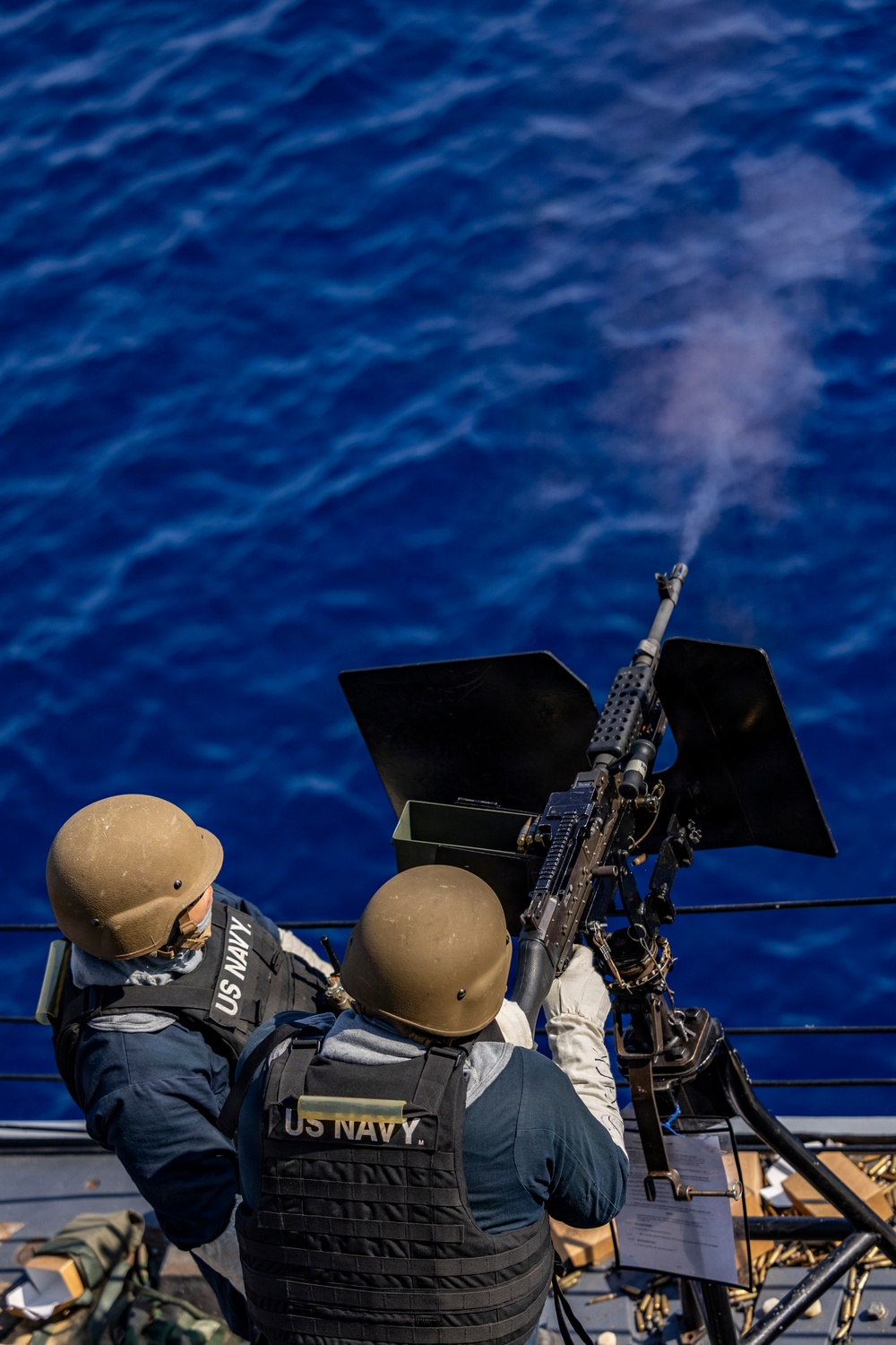Crew Served Weapons Shoot Aboard USS Roosevelt (DDG 80)
