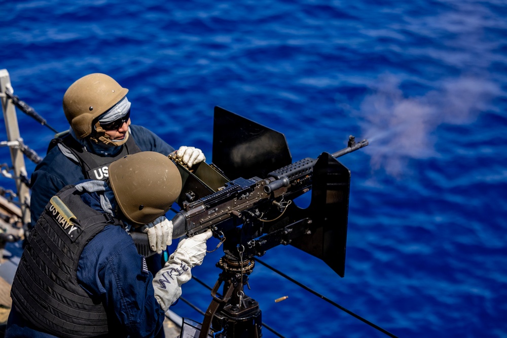 Crew Served Weapons Shoot Aboard USS Roosevelt (DDG 80)