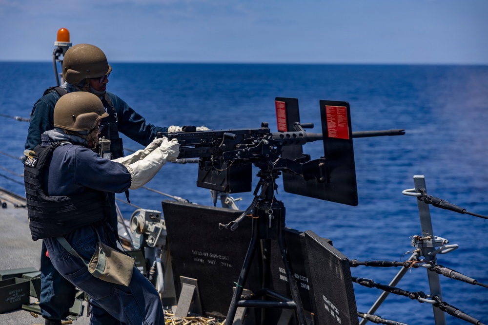 Crew Served Weapons Shoot Aboard USS Roosevelt (DDG 80)