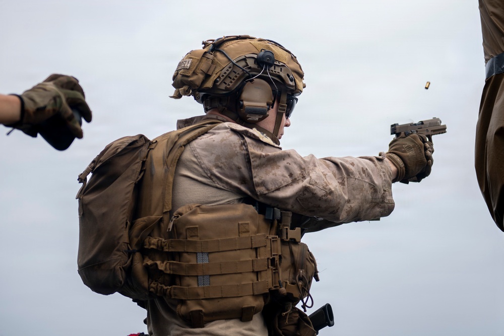 11th MEU Marines, Sailors Conduct Marksmanship Training Aboard USS Boxer
