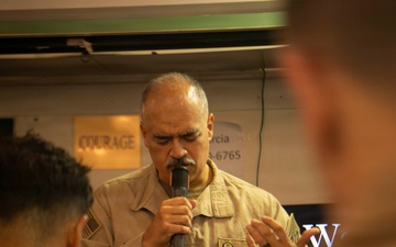 U.S. Sailors, Marines Hold Worship Service Aboard USS Boxer