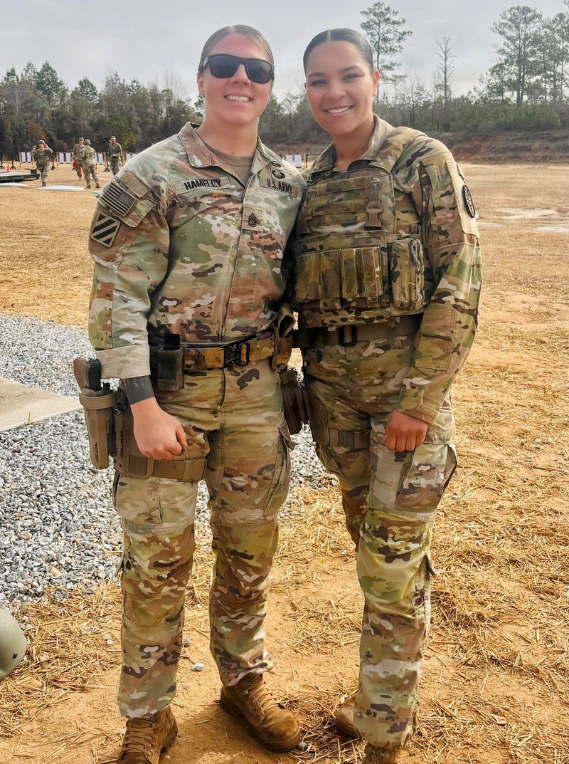 Posing for photo at range