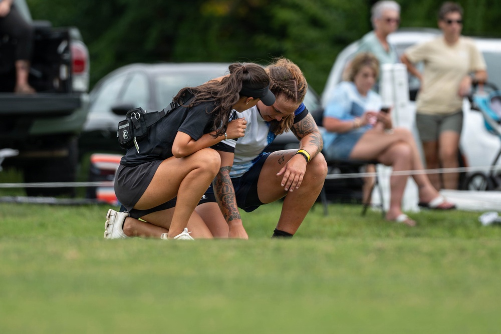 The Air Force Women’s Rugby Team takes the field at the Armed Forces Rugby Championship