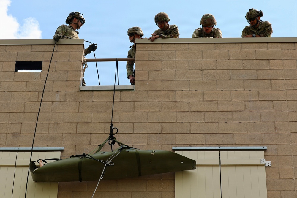 Army Reserve Engineers conduct rappelling training during Northern Strike 26-2