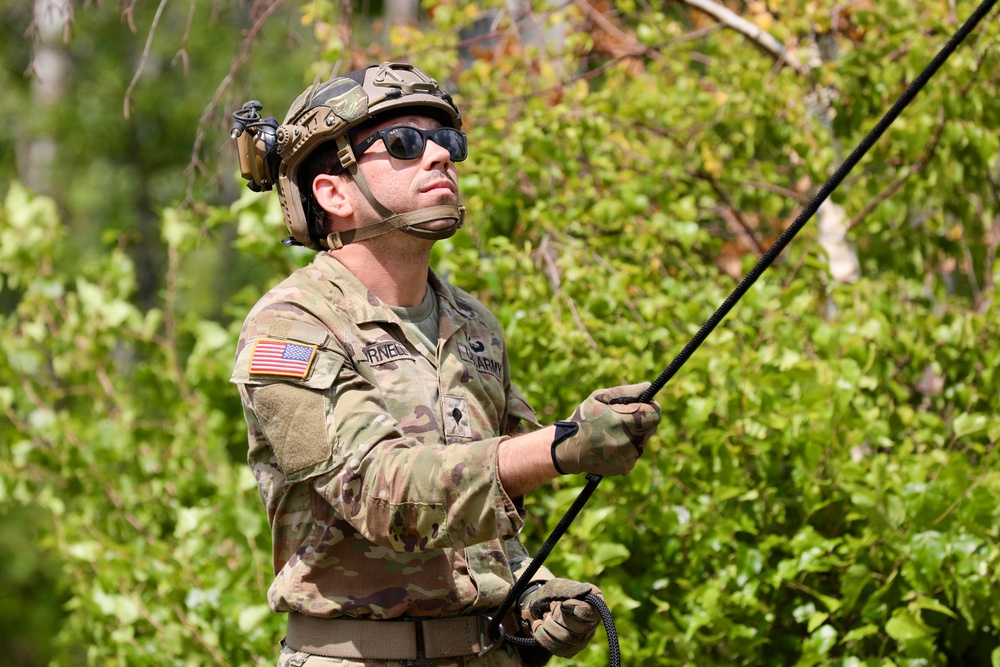 Army Reserve Engineers conduct rappelling training during Northern Strike 26-2