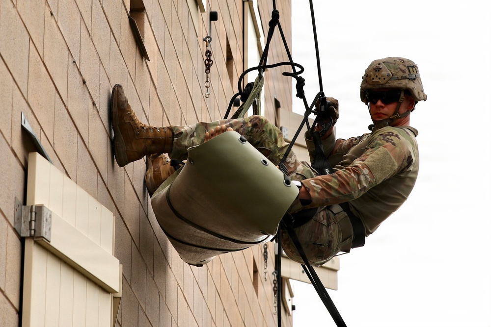 Army Reserve Engineers conduct rappelling training during Northern Strike 26-2