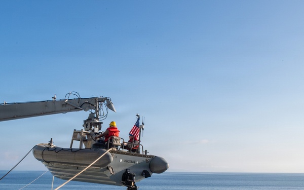 Sailors Deploy Small Boat for Routine Operations