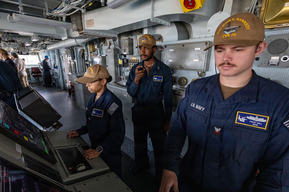 PCU John F. Kennedy Conducts a Ship-Turn Evolution