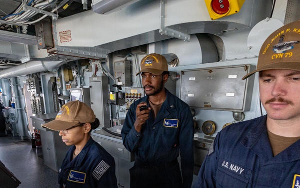 PCU John F. Kennedy Conducts a Ship-Turn Evolution