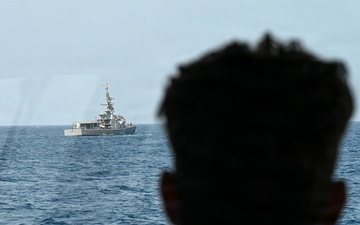 U.S. Coast Guard and partner nations conduct a pursuit exercise at sea during PANAMAX 2026