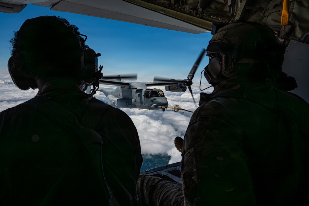 1st SOW MC-130J refuels Marine MV-22s during Northern Strike 26-2