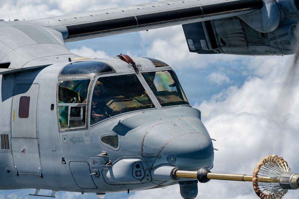 1st SOW MC-130J refuels Marine MV-22s during Northern Strike 26-2