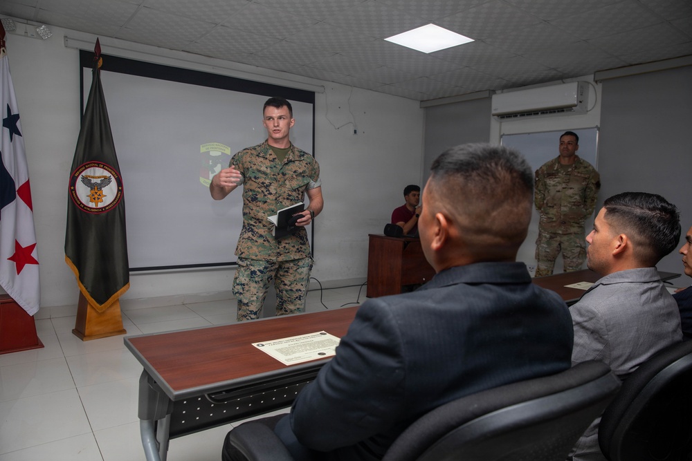 U.S. Service members and Panamanian Security Institutions work together during the International Officers Tactical Intelligence Course