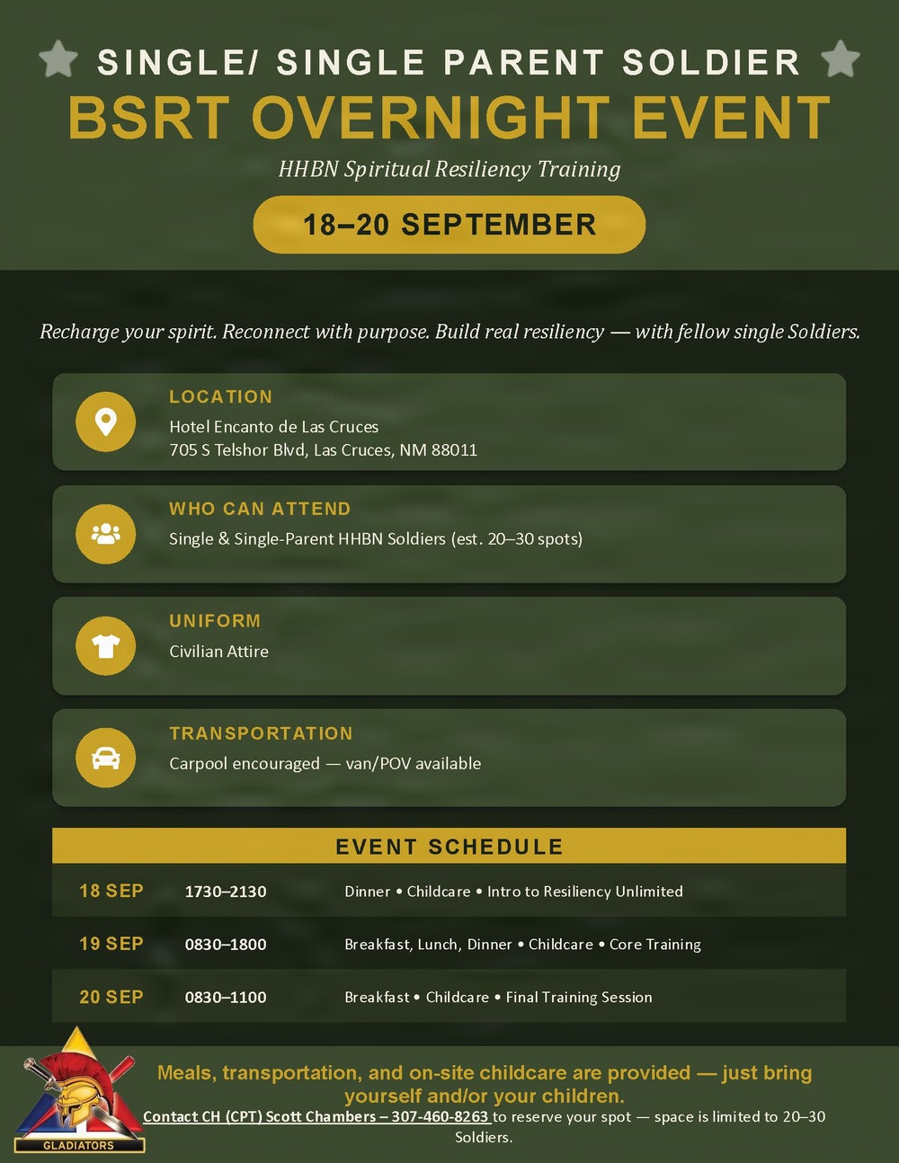 HHBN UMT single and single parent Soldier BSRT event
